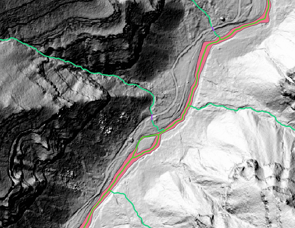 Detected infrastructure in DEMs