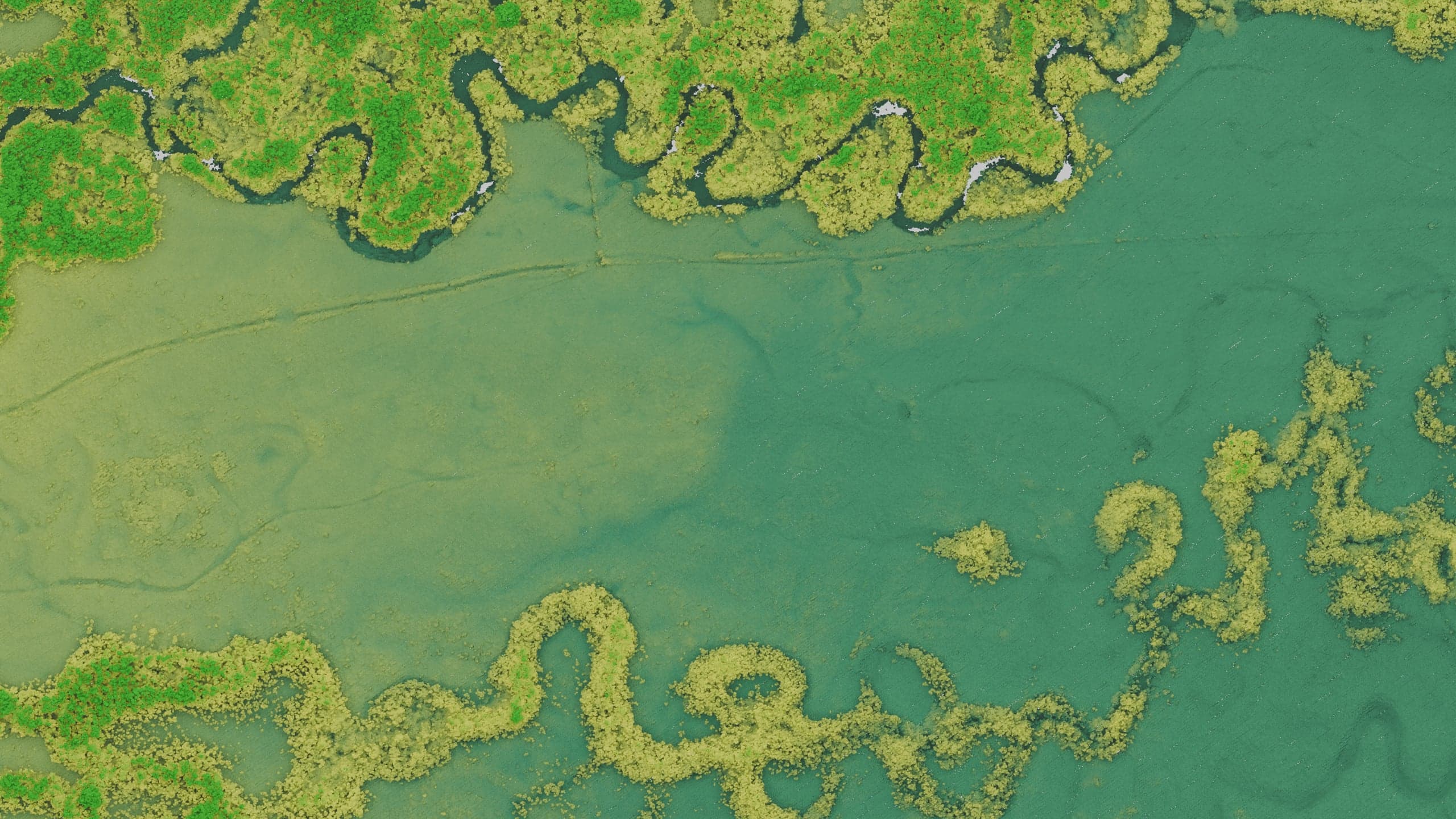 Top-down aerial view of water resources